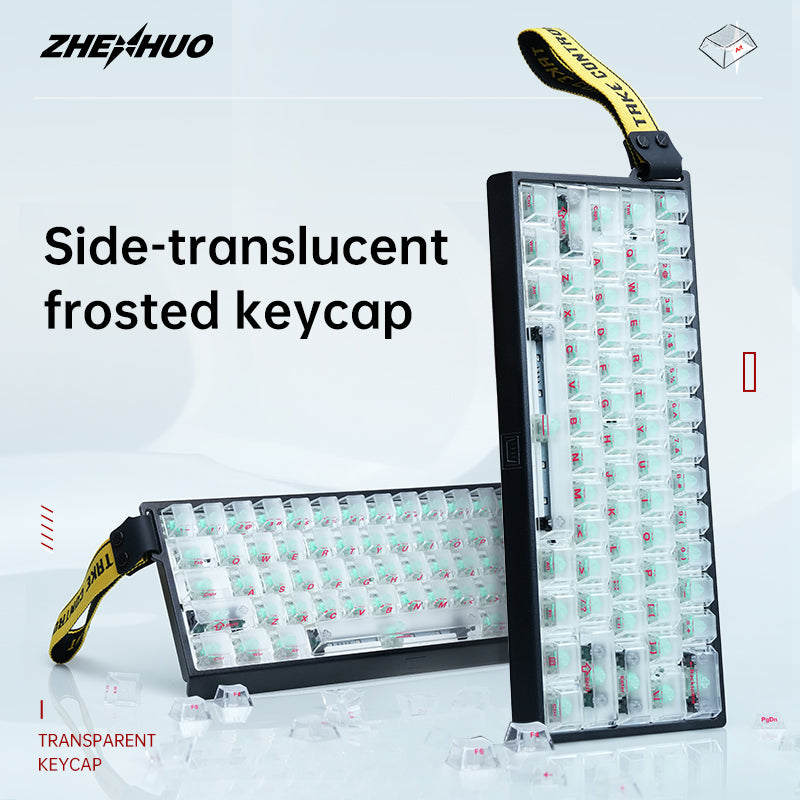 ZHENHUO Glow-Through Keycaps - Frosted Top + 4-Side Clear Design Fits 68%/ 75%/ 100%/Fullsize Layouts | Ergo Cherry Profile | PC Mechanical Keyboard Keycap Set - ZHENHUO GEAR