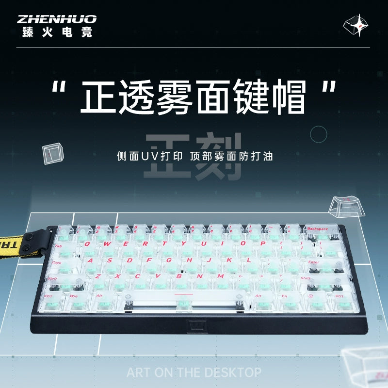 ZHENHUO Glow-Through Keycaps - Frosted Top + 4-Side Clear Design Fits 68%/ 75%/ 100%/Fullsize Layouts | Ergo Cherry Profile | PC Mechanical Keyboard Keycap Set - ZHENHUO GEAR